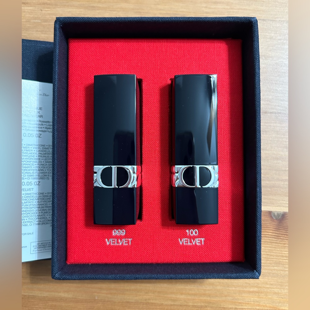 Dior Mini Velvet Lipstick Set - Black and Silver